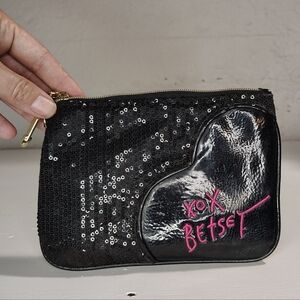 Betsy Johnson Sequin Pouch Black